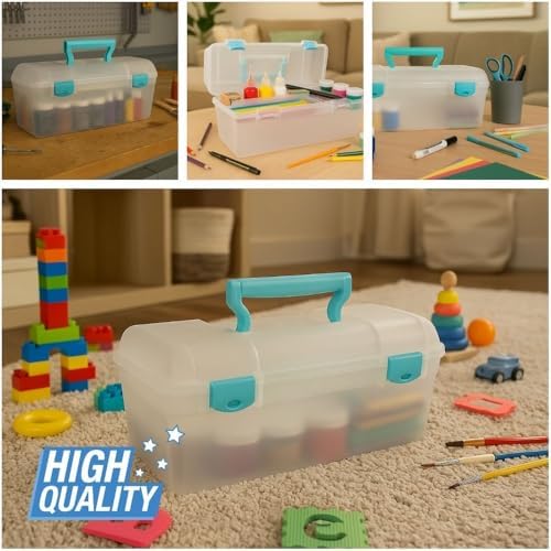 artbin 6937ag essentials lift-out tray box, portable art showing dimensions