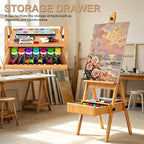 large beech wood h-frame easel,painting easel with storage,up, package contents