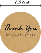 Brown Kraft Script Thank You for Your Business Stickers / 500 Crafter Packaging Gratitude Labels Roll/Small Business Appreciation Decals / 1.5" Round Appreciation Label/Made in The USA