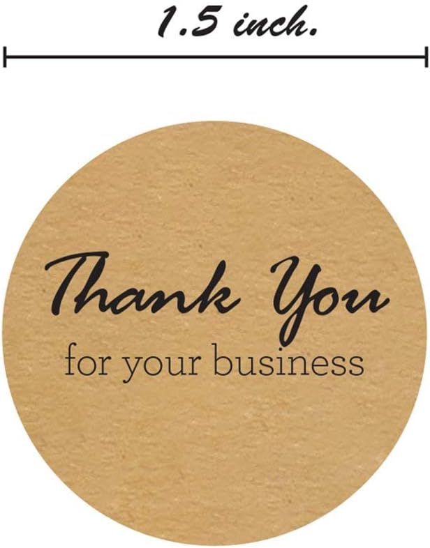 Brown Kraft Script Thank You for Your Business Stickers / 500 Crafter Packaging Gratitude Labels Roll/Small Business Appreciation Decals / 1.5" Round Appreciation Label/Made in The USA
