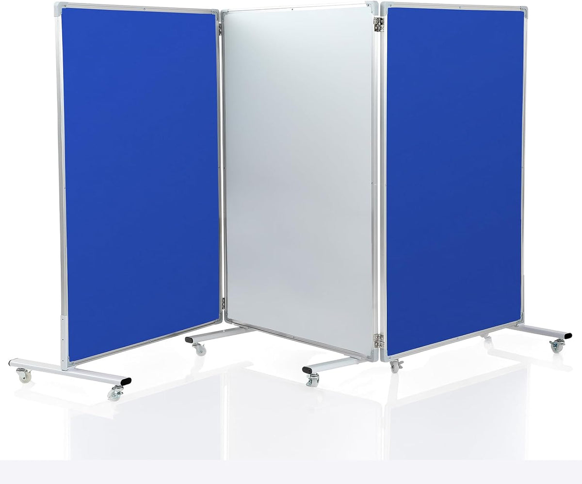 AmazingSpark 3 Panel Classroom Dividers for Room Separation, Blue White