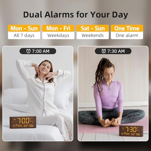 raynic digital alarm clock, 8.7" large led display, close-up detail