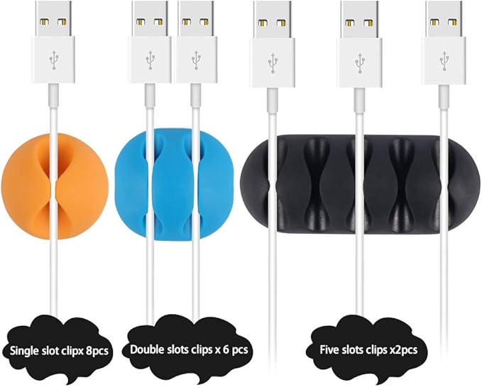 Shintop Cable Clips, 16 Pack Colorful Cord Holders Self Adhesive Cable - Image 2