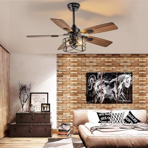 depuley 42-inch ceiling fans with lights: caged ceiling, view 9