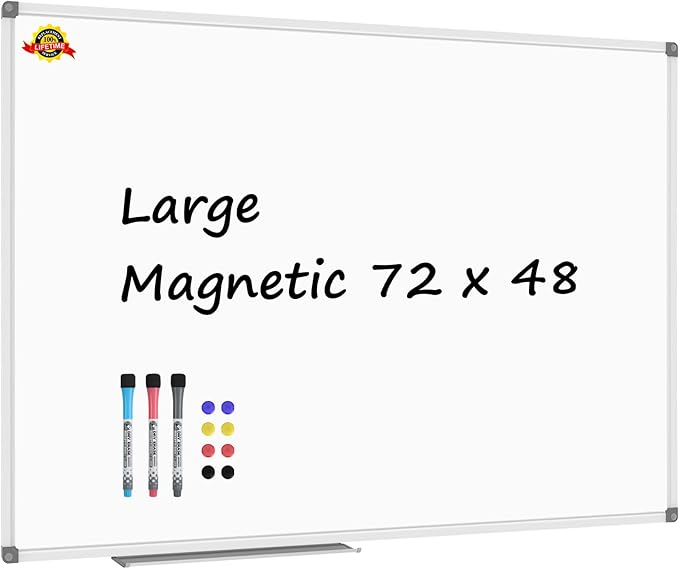 Lockways Large Dry Erase Board 72 x 48 Inch, Magnetic White Board by Lockways