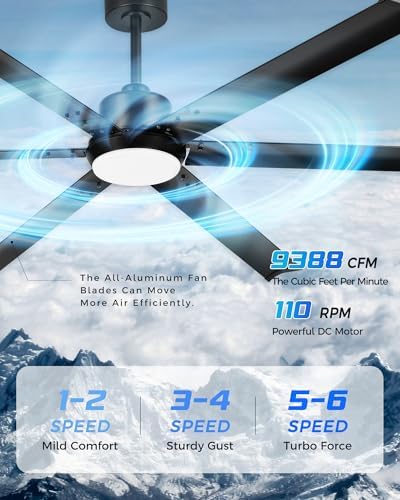 72-inch large ceiling fan with light, aluminum blades,matte, package contents