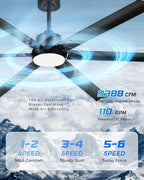 72-inch large ceiling fan with light, aluminum blades,matte, package contents