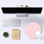 IMAYONDIA Pink Kawaii Round Mouse Pad, Cute Moon Bunny Small Mouse - Image 6