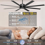 ohniyou 72" black industrial ceiling fans no lights, close-up detail