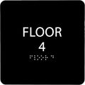 Black ADA Floor 4 Sign with Braille – Made from Durable Acrylic and Ready to by ADACentralSigns