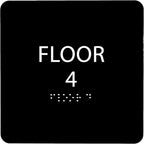 Black ADA Floor 4 Sign with Braille – Made from Durable Acrylic and Ready to by ADACentralSigns