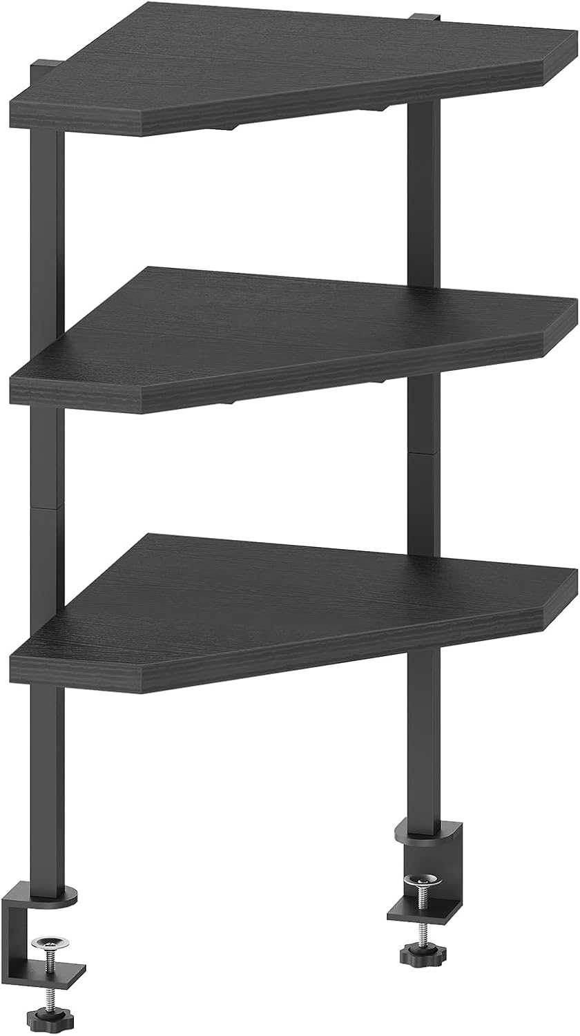 MAHANCRIS Clamp on Desk Corner Organizer, 3-Tier Desktop Shelf, Adjustable De...