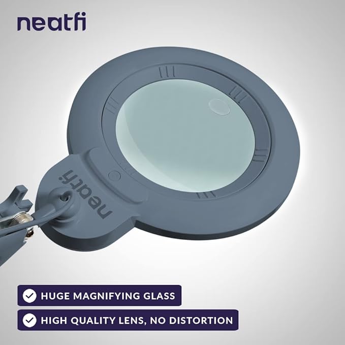 Neatfi XL Bifocal LED Magnifying Lamp, 7-Inch Acrylic Lens, 5D/20D Magnification - Image 2