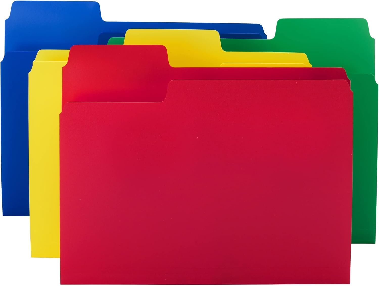 Smead SuperTab Poly Plastic File Folders for Documents, Set of 36 Plastic Folders, 1/3-Cut Tabs, File Folders Letter Size, Assorted Primary Colors, Office Supplies, School Supplies