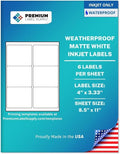 Premium Label Supply Waterproof Matte White Sticker Labels – 4" x 3.33" – by PremiumLabelSupply