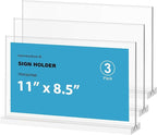 newnewshow Acrylic Sign Holder 11x8.5 Inch 3 Pack Horizontal T Shape by NEWNEWSHOW