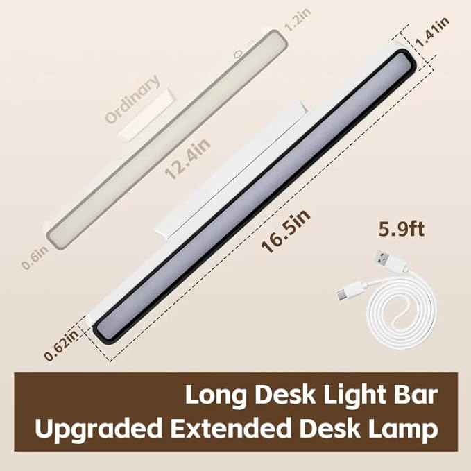 XmnSoly Desk Light Bar, 16.5in Magnetic Rechargeable LED, 6000K Color - Image 4