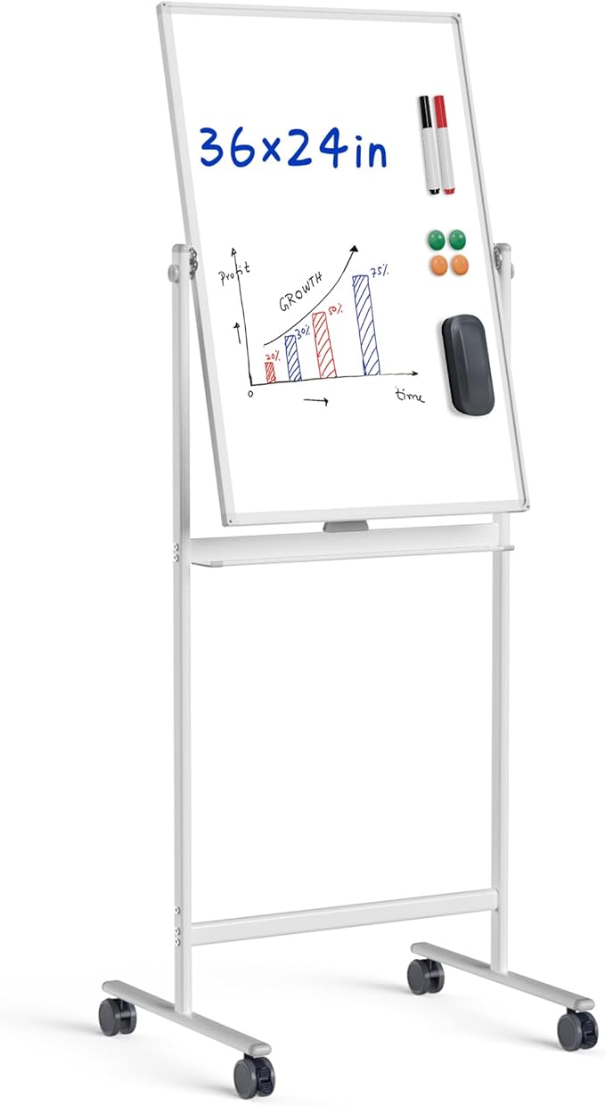 Rolling Whiteboard/w Height Adjustable, Mifuro 24 X 36 Large Portable Dry Erase by MifuroOfficeProduct