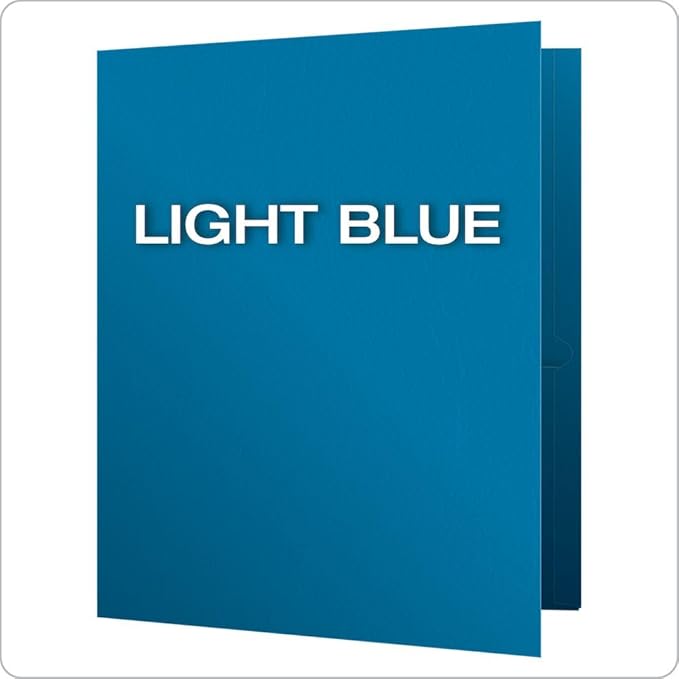 Oxford Twin-Pocket Folders, Textured Paper, Letter Size, Light Blue, Holds 100 - Image 3