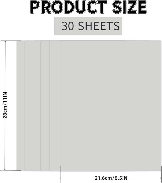 30 Sheets Grey Cardstock 8.5'' x 11'', 250gsm/90lb Heavyweight Cover Cardstock - Image 2
