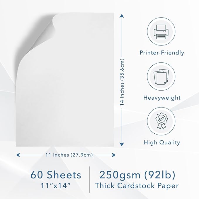 MOS White Cardstock Paper 11 x 14 Inch — Heavyweight Poster Board Card Stock - Image 2