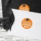 Orange Graduation Thank You Favor Labels | 40 Count, 1.75" Round, Graduation Thank You Stickers, 2026