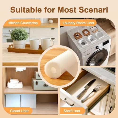 FEXIA Shelf Liner 2 Rolls 12IN x 40FT for Kitchen Cabinet Drawer, Fridge