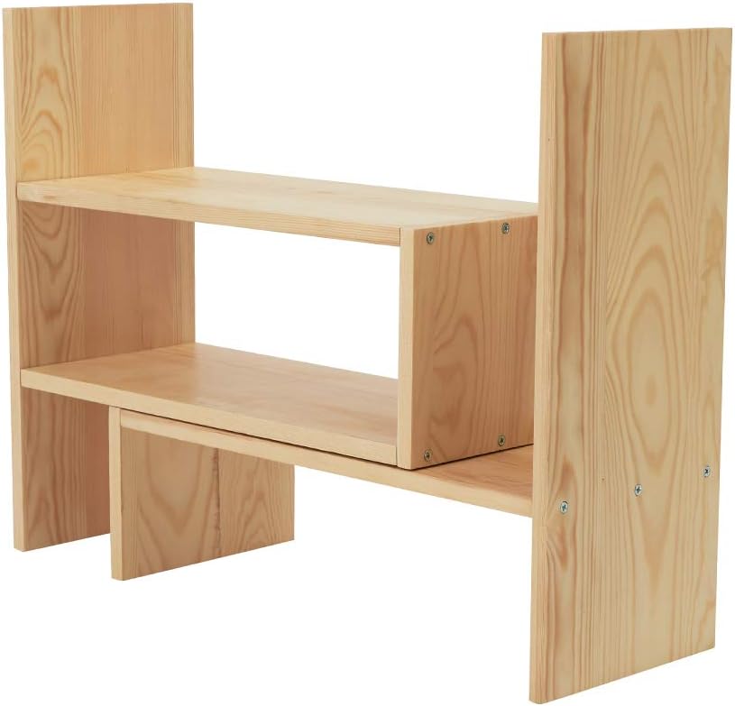 Liry Products Beige Adjustable Extendable Natural Wood Desktop Organizer Cadd...