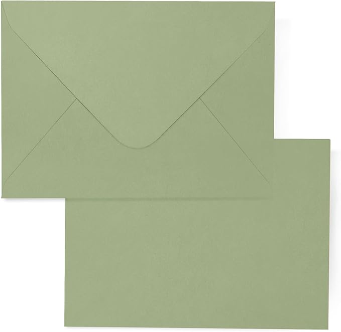 A7 Sage Green Envelopes 100 Pack, Goefun 5x7 V Flap Printable Envelopes by Goefun