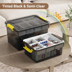 40qt stackable storage bins with lids trays craft, side view