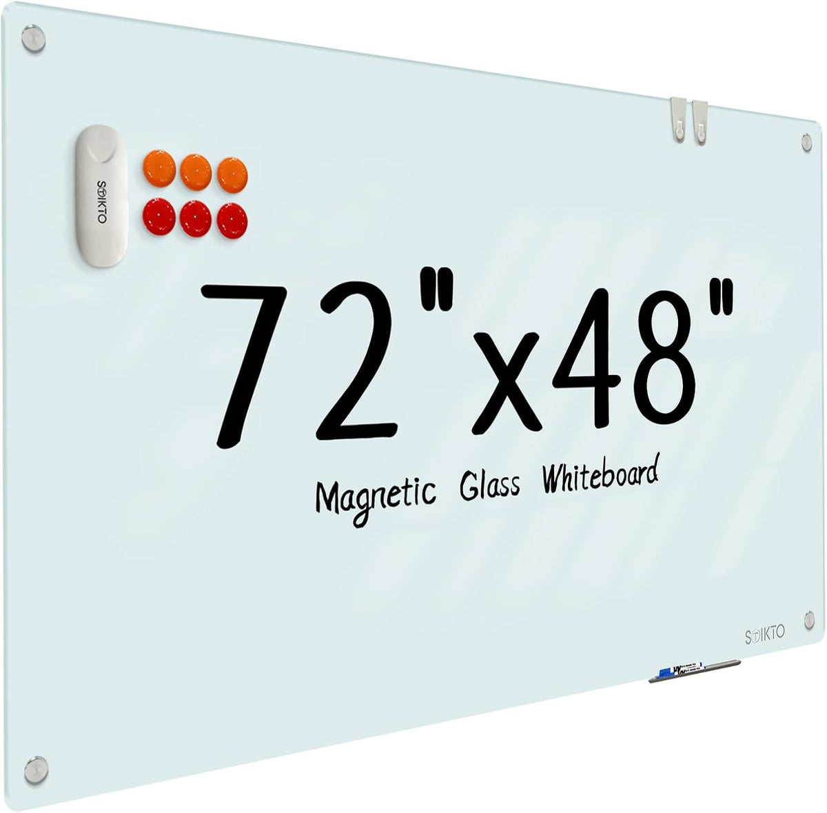 Glass Whiteboard - Glass Dry Erase Board 48" x 72" Magnetic White B...
