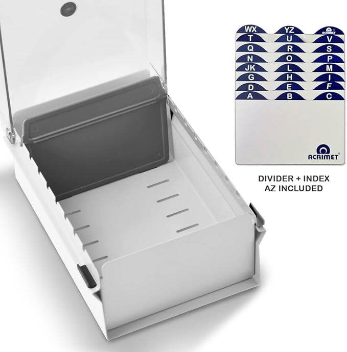 Acrimet 3 x 5 Card File Holder Organizer Box Metal Base Heavy Duty - Image 4