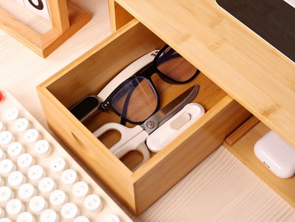 dual monitor stand riser with drawer for desk, package contents