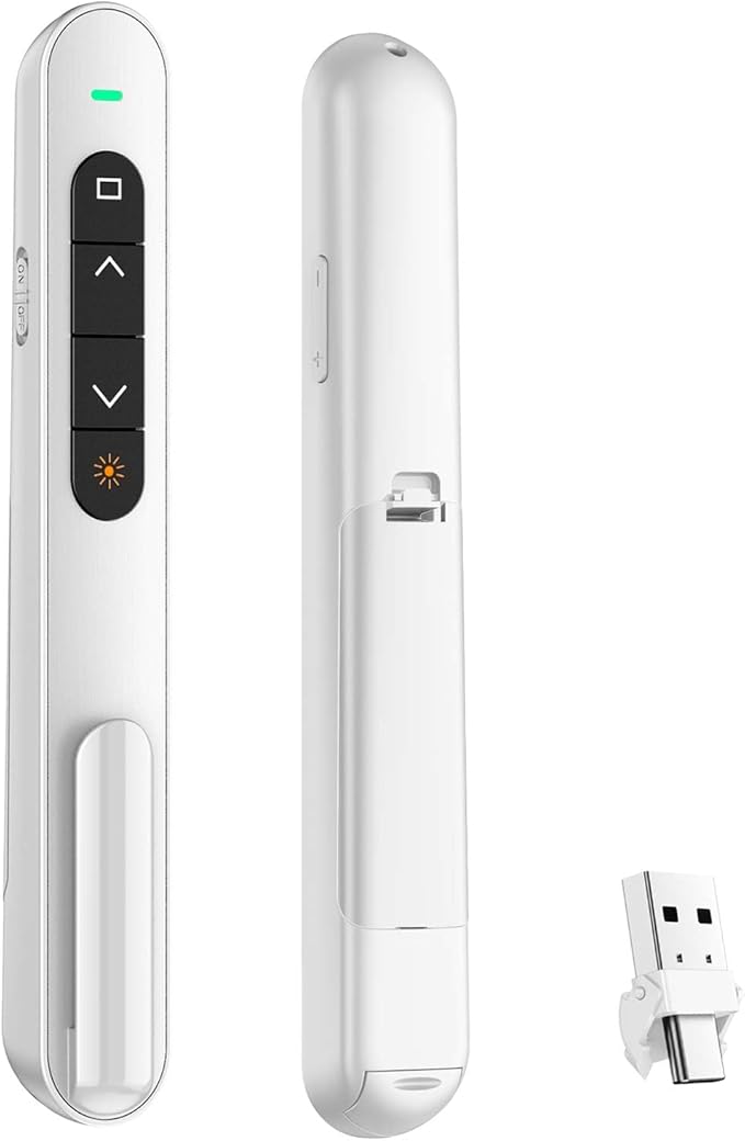 QUI Presentation Clicker for PowerPoint, RF 2.4GHz USB C Wireless Presenter by QUI