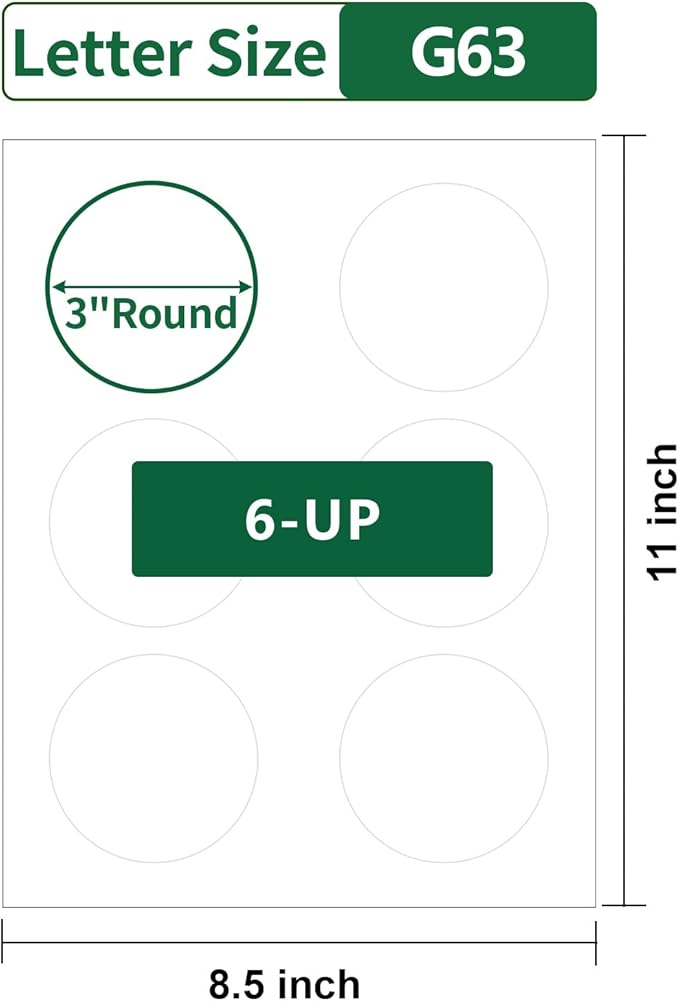 Gemsroyal 3 inch Round Labels Printable, Matte White Circle Labels - Image 2