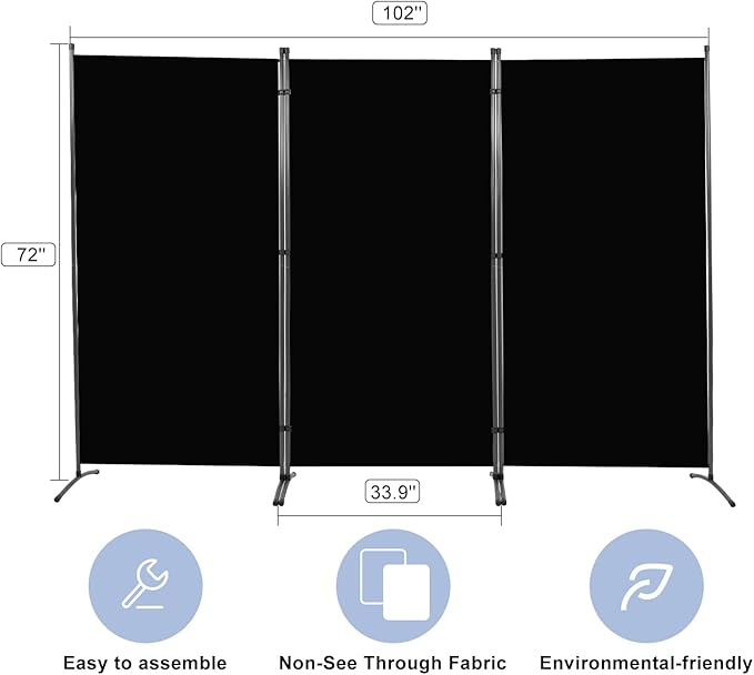 Room Divider 6FT Folding Privacy Screens, 3 Panel Partition Room Dividers - Image 5