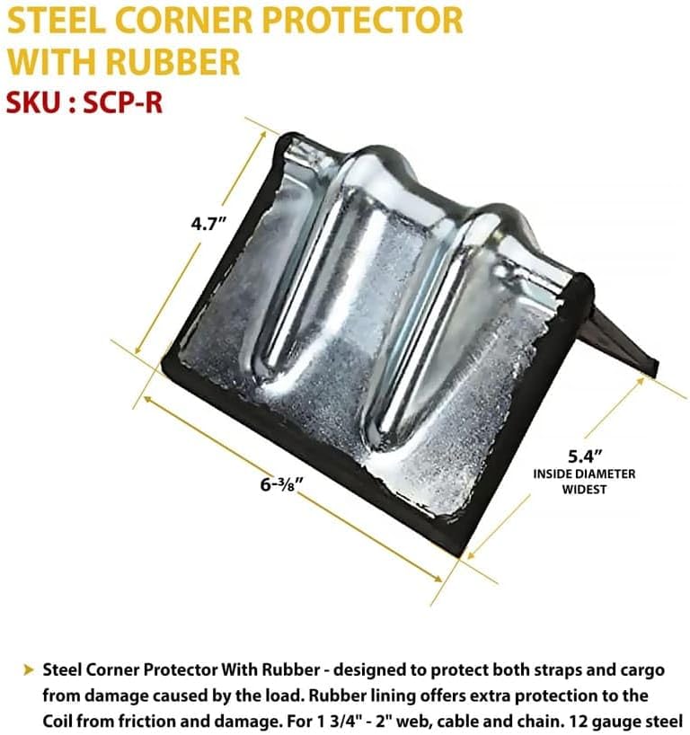 Mytee Products (20 Pack) Steel Corner/Edge Protector 4" - w/Rubber Flatbed Tow Truck Trailer Winch Strap Haul