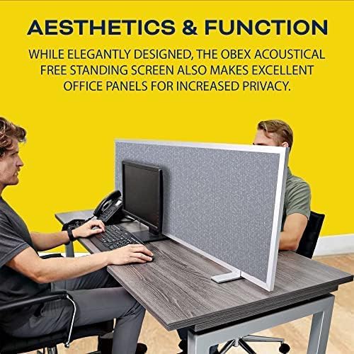 OBEX Acoustical Free Standing Privacy Screen, Cubicle Accessories Desk Privacy - Image 5