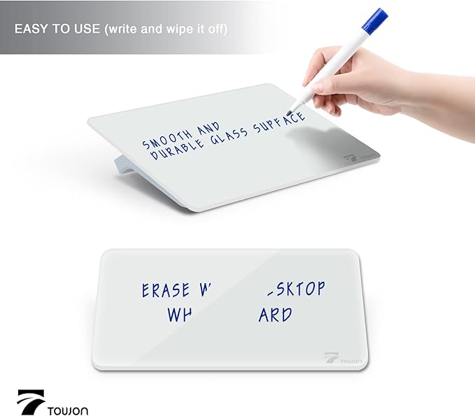 TOWON Small Glass Dry Erase Board, Desk White Board - Image 3