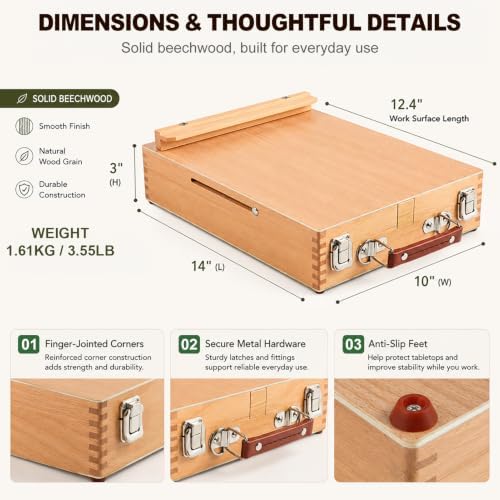 beechwood tabletop easel for painting, portable easel with showing dimensions