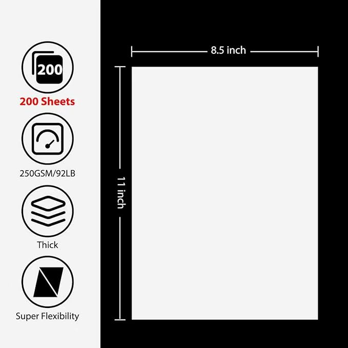 OcePor 200 Sheets White Cardstock Paper, Colored Printer Paper 8.5 x 11 - Image 2