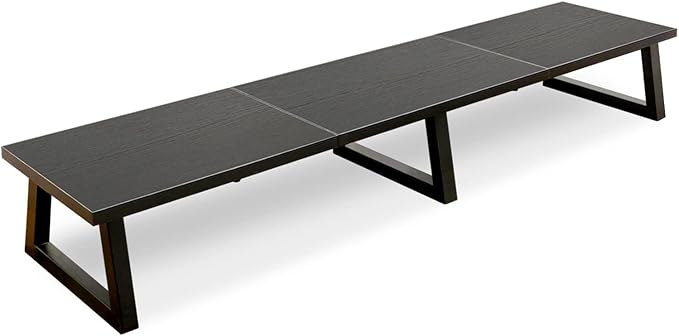 TEAMIX Black 42 inch Dual Monitor Riser, Wood and Steel Long Monitor Stand by TEAMIX