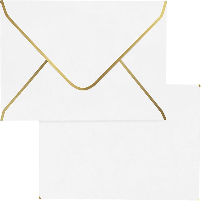 A7 White Envelopes 50 Pcs, Goefun 5x7 V-Flap Fancy Envelopes by Goefun