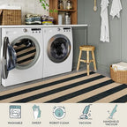 lahome striped easy jute outdoor runner rug, 2x6 showing dimensions