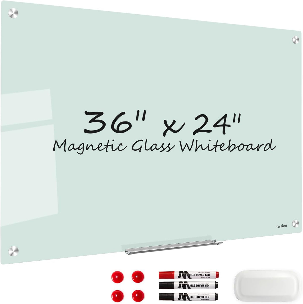 Tankee Glass Whiteboard 36x24 Magnetic White Board Dry Erase Board for Wall