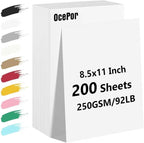 OcePor 200 Sheets White Cardstock Paper, Colored Printer Paper 8.5 x 11 by OcePor