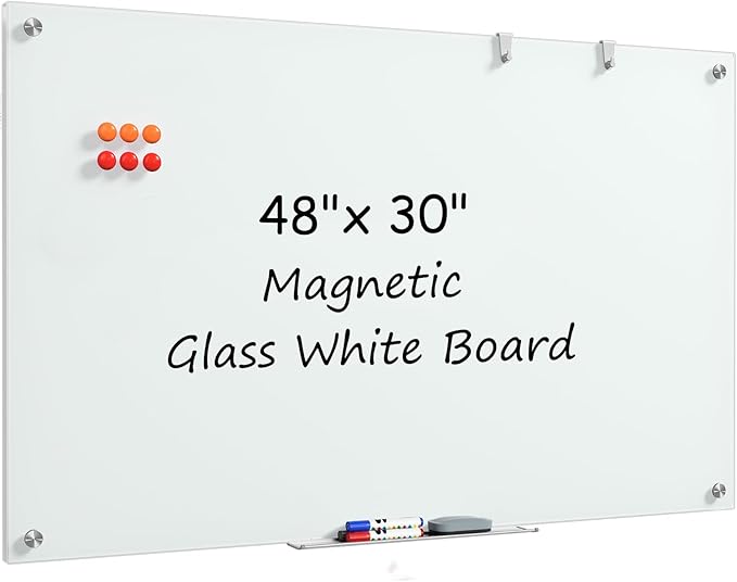 MaxGear Glass Whiteboard, Tempered Magnetic Dry Erase Board 48 x 30 Inch by MaxGear