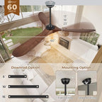 60" outdoor ceiling fans with lights and remote, side view