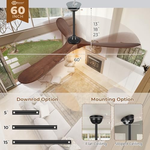60" outdoor ceiling fans with lights and remote, side view