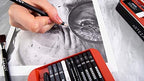 arteza 33-piece drawing pencil set, graphite and charcoal, package contents
